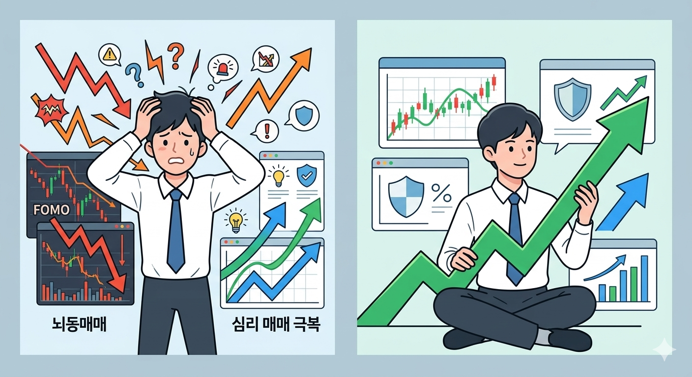 뇌동매매와 심리 매매 극복의 대비 모습